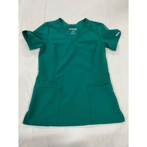 Maevn Momentum Womens XS Teal Green V-Neck Scrub Top 3-Pocket Medical Uniform